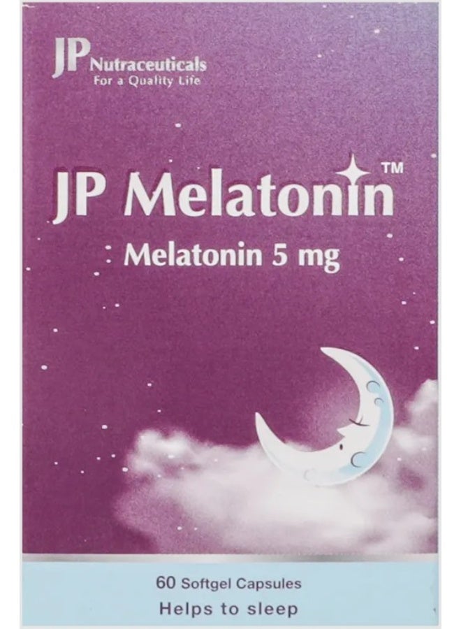 JP Nutraceuticals JP Melatonin 5mg Natural Sleep Support – 60 Softgel Capsules - Image 2
